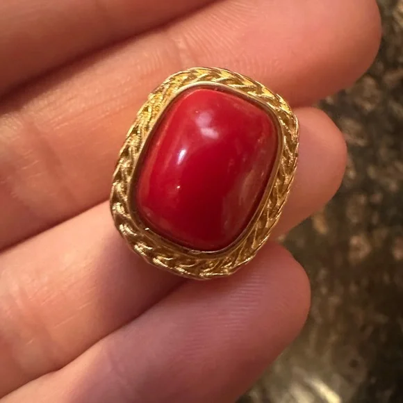 Givenchy Elegant Red and Gold Earrings - Picture 3 of 13